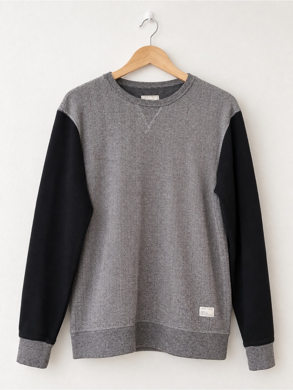 Frank & Oak Two-Tone Grey and Black Crewneck Sweatshirt
